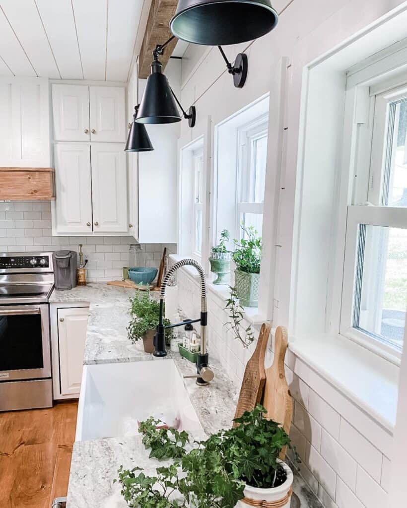 White Shiplap Ceiling in Kitchen