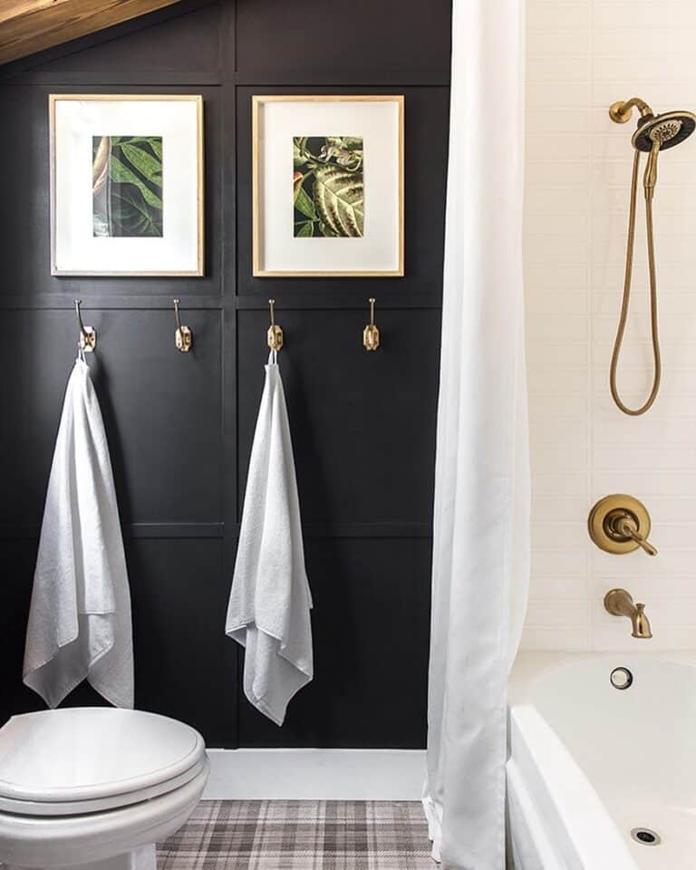 Tub Shower Combo in Board and Batten Bathroom