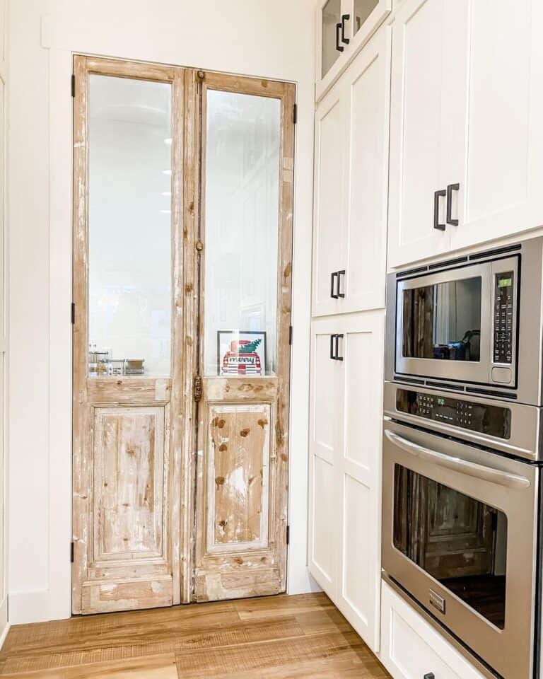 Rustic Double Pantry Doors With frosted Glass