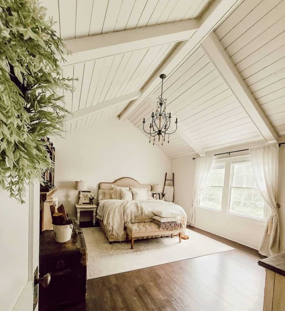 Shiplap Vaulted Ceiling White Walls
