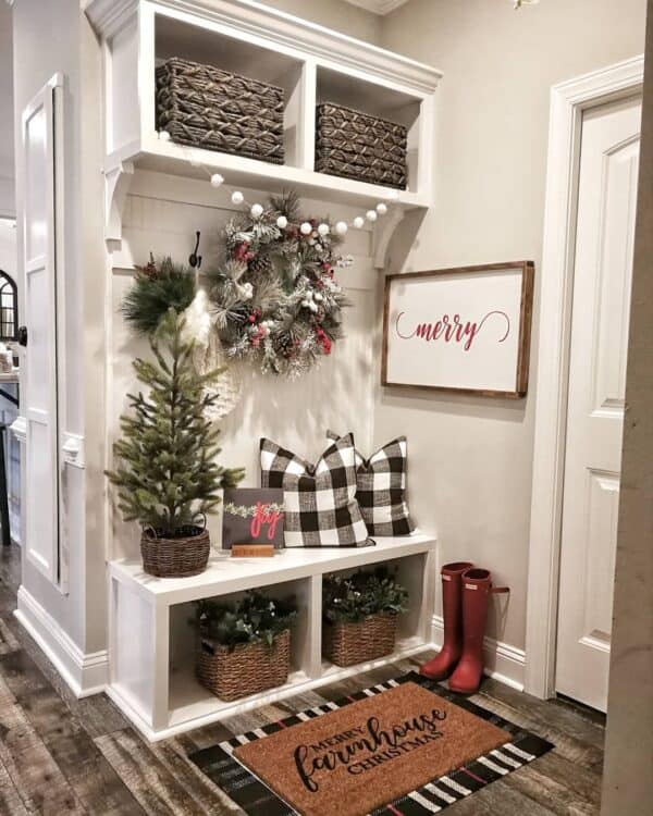 White BuiltIn Farmhouse Entryway Bench Soul & Lane