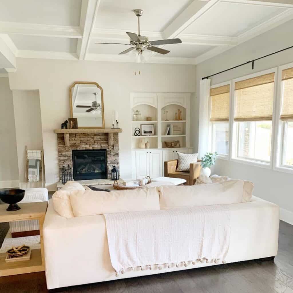 Living Room with Natural Stone Fireplace