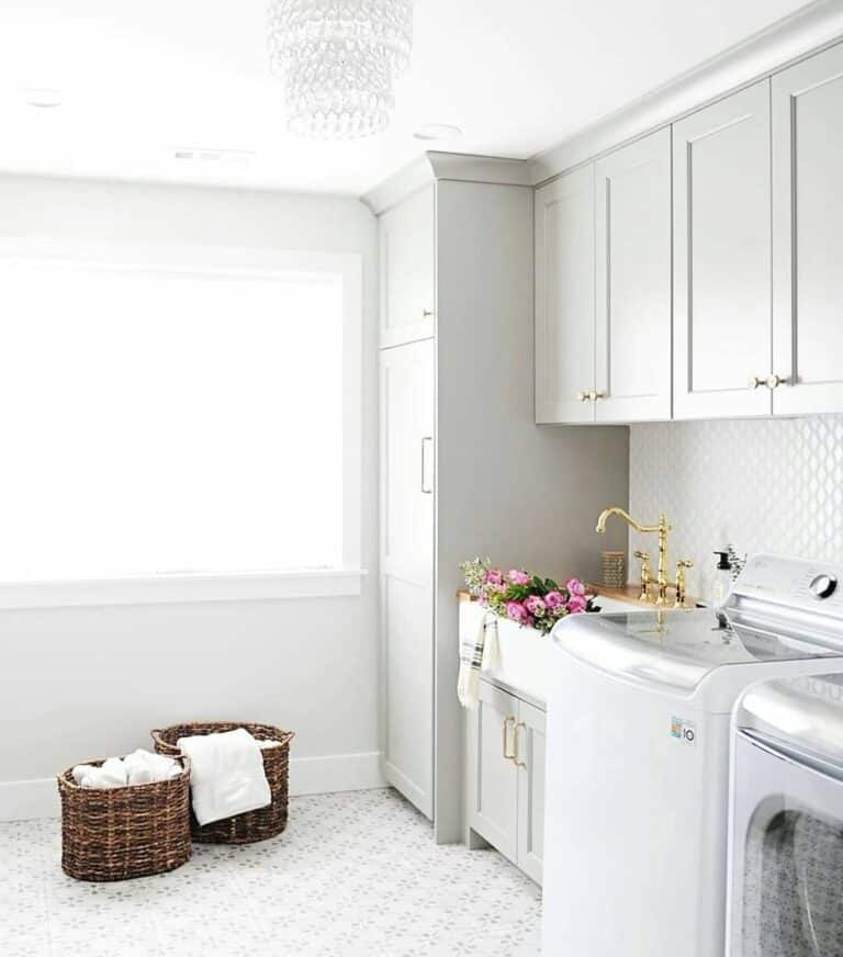 Laundry Room with Blue Walls - Transitional - Laundry Room