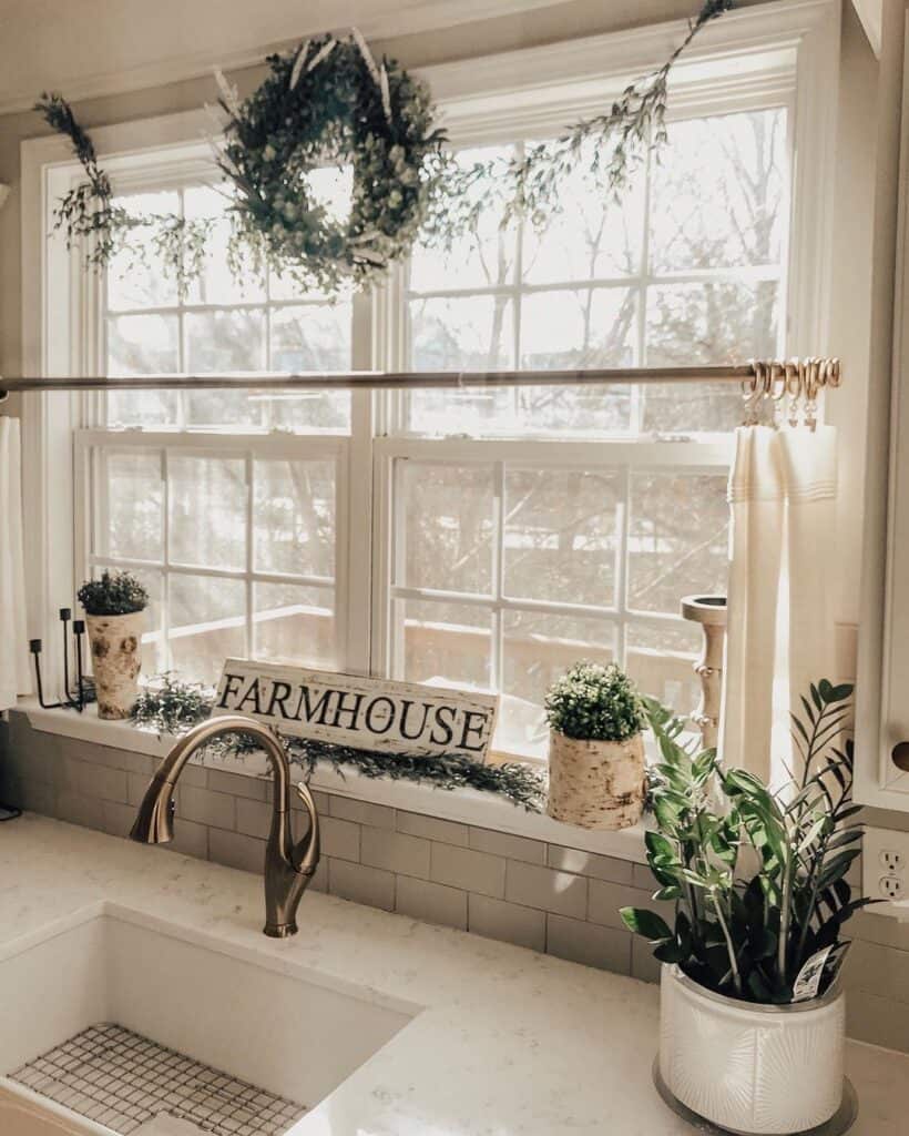 White Farmhouse Kitchen Window Above Sink