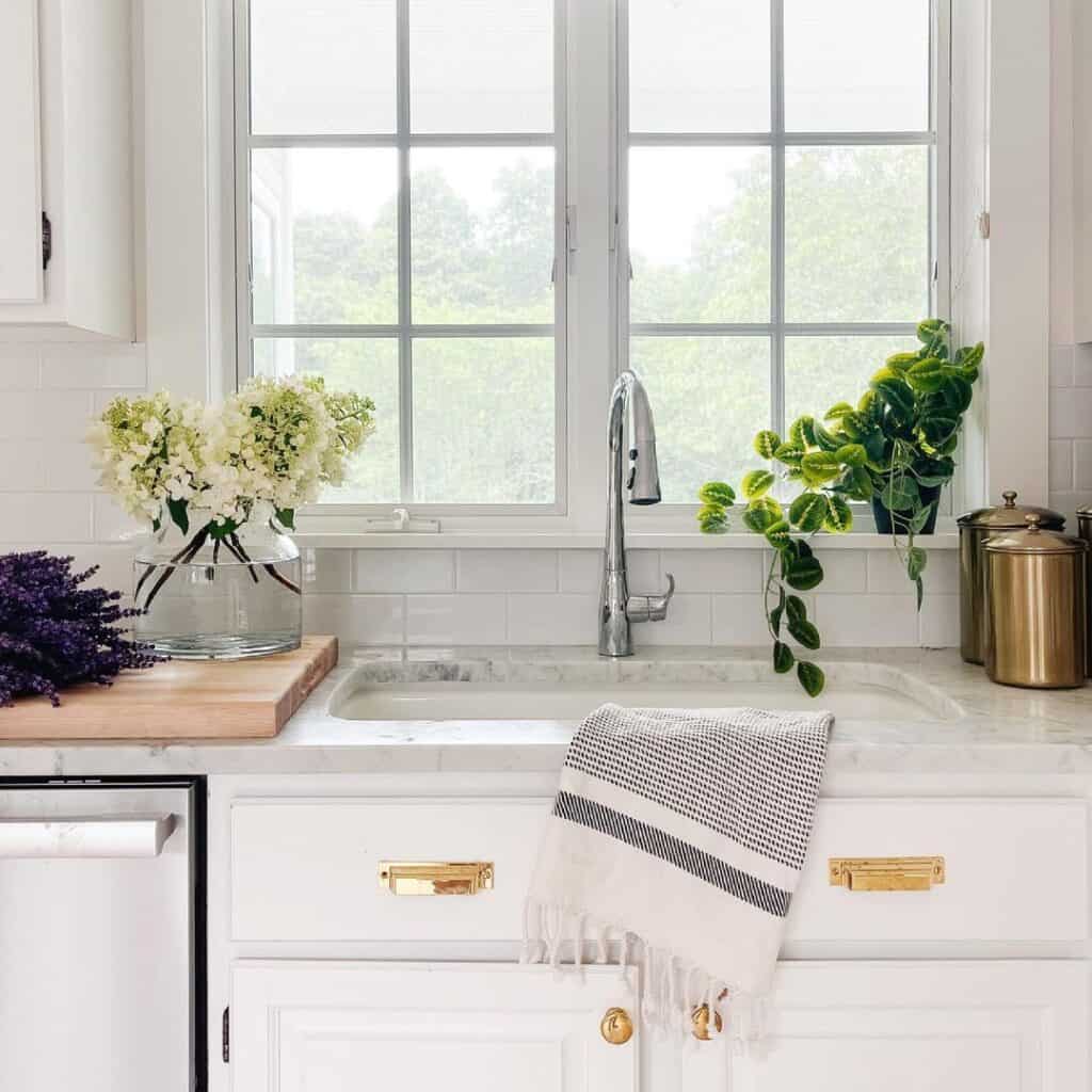 White Kitchen Cabinets with Stainless Dishwasher