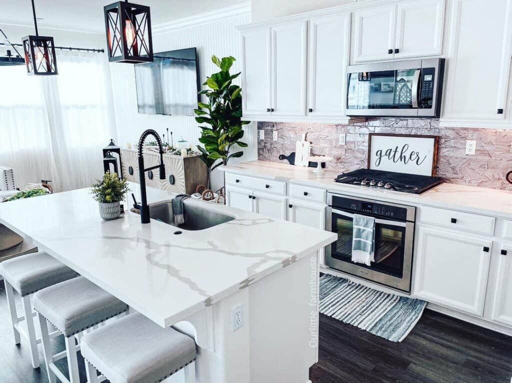 White Kitchen Island End Panel with Outlet