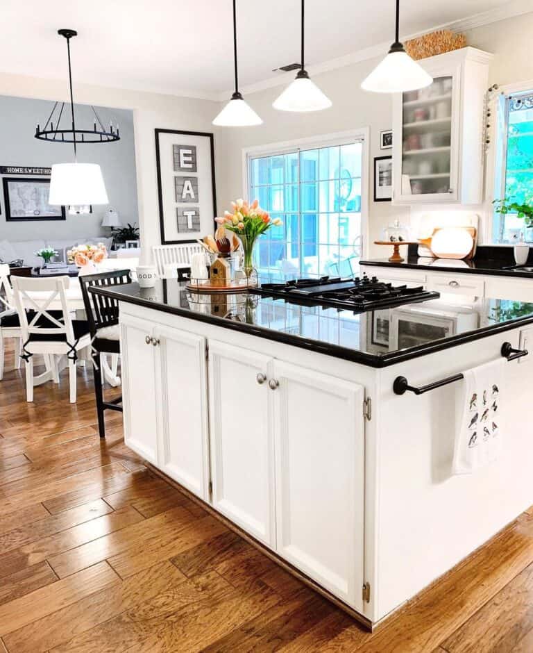 White Kitchen Island End Panel with Towel Holder