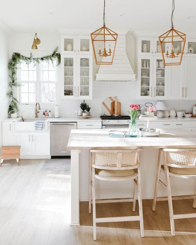 White Kitchen Island with Breakfast Bar
