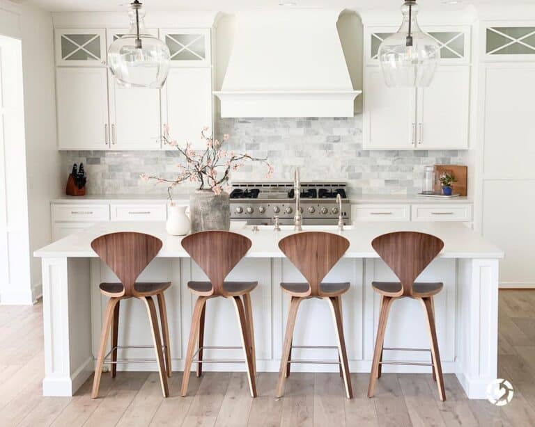 White Kitchen Island with Breakfast Bar