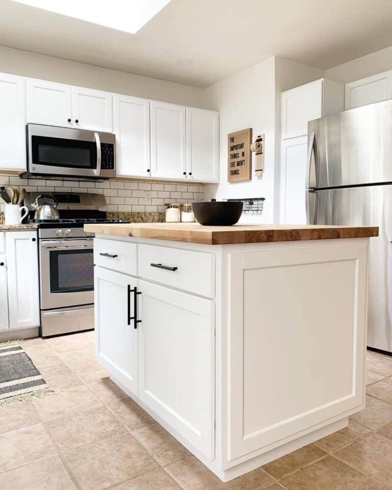 White Kitchen Island with Cabinets