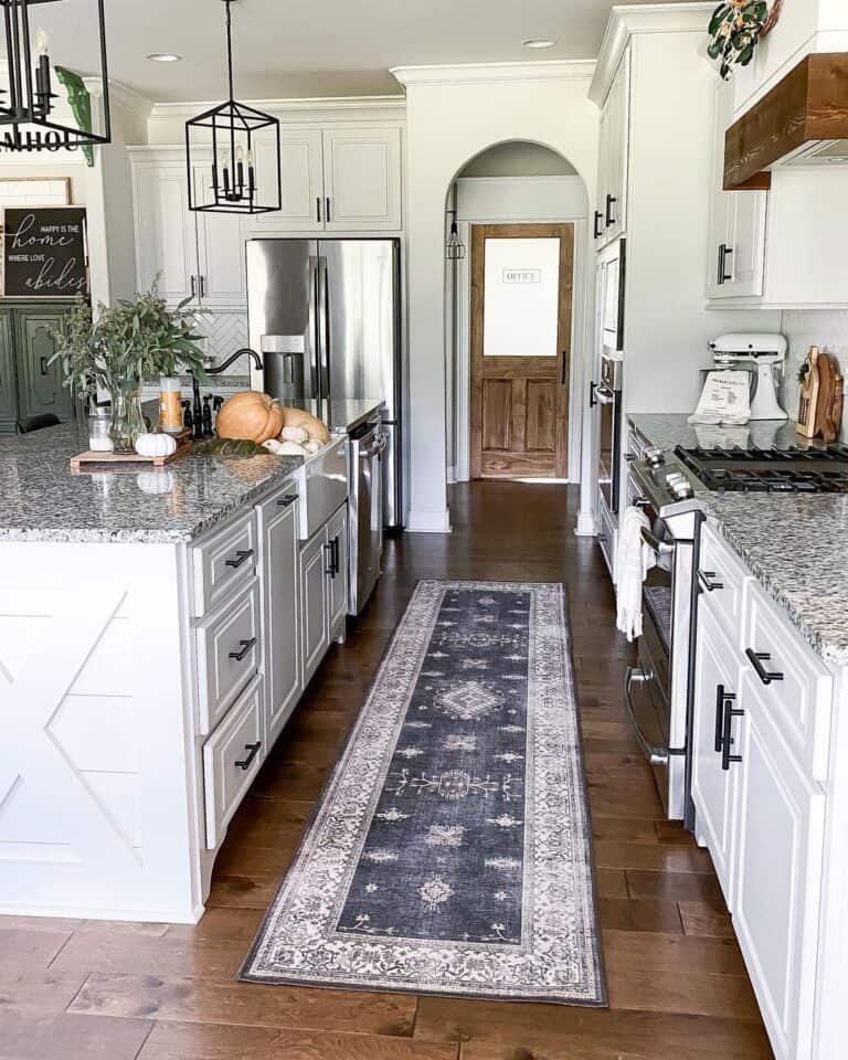 White Kitchen Island with Drawers