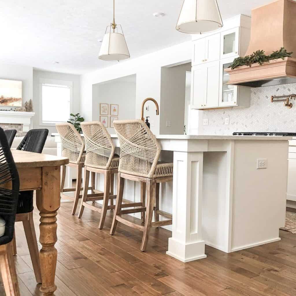 White Kitchen Island with Outlet and Legs