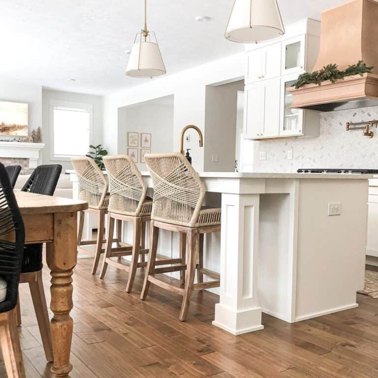 White Kitchen Island with Outlet and Legs