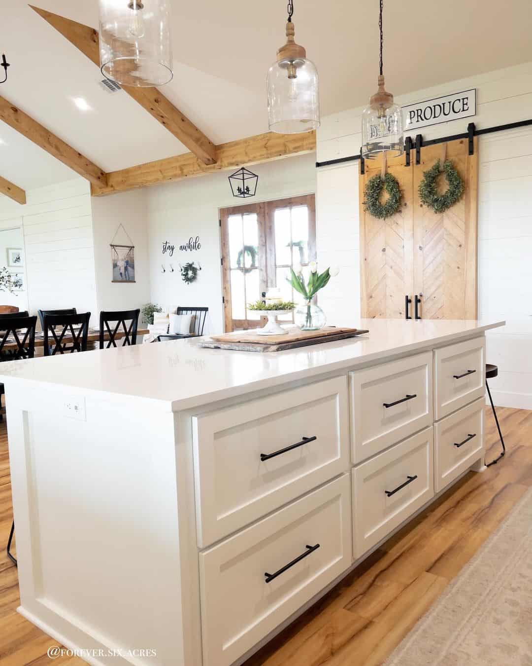 White Kitchen Island with Shaker Drawers - Soul & Lane