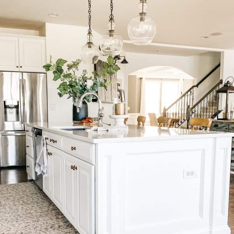 White Kitchen Island with Sink