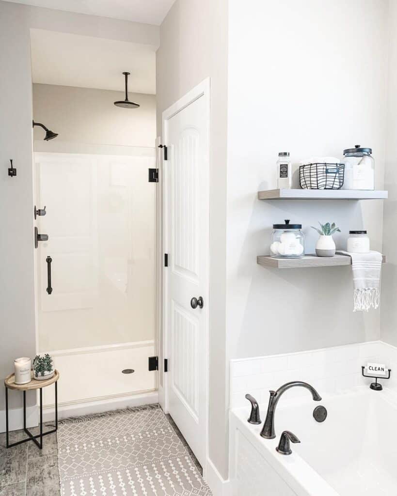 White Shower Stall with Glass Door
