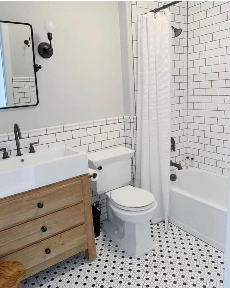 White Subway Tile Tub Shower Combo