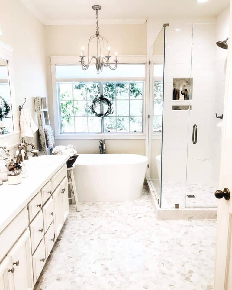 White Tile Frameless Glass Shower