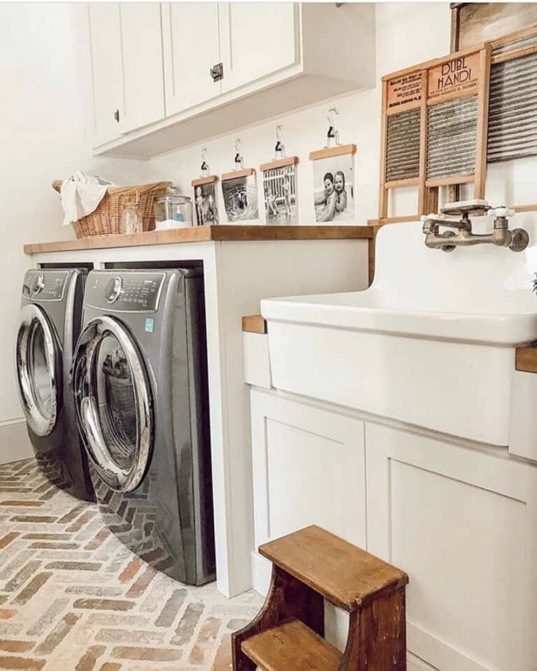 Narrow Built-Ins with Vintage Sink