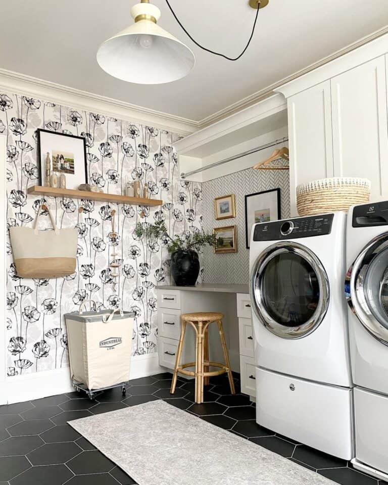 Flower Print Laundry Room Wallpaper