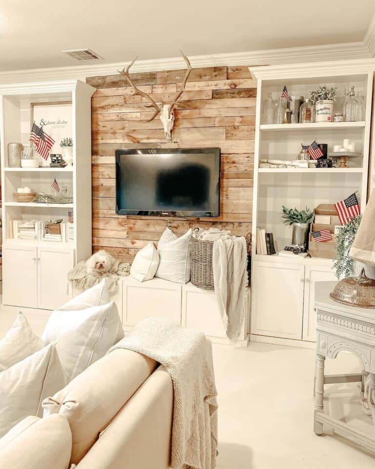 Wood Shiplap With Antlers