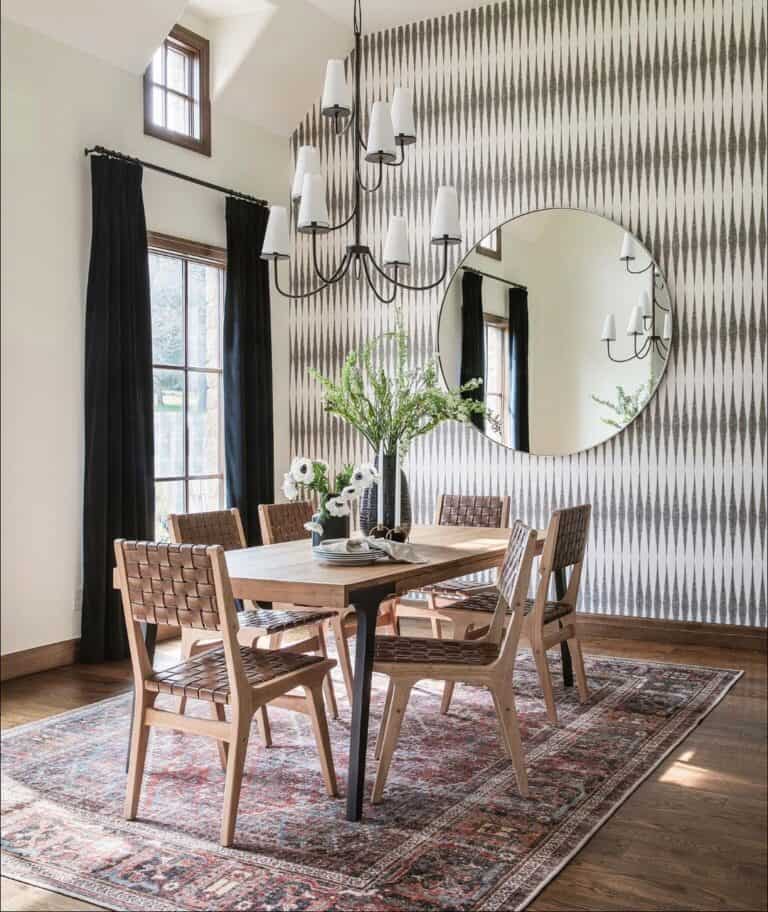 Dining Room with Red Vintage Dining Table Rug