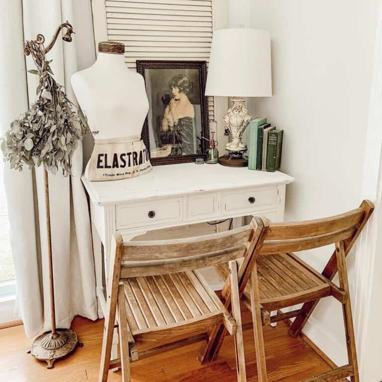 Antique Beige and White Table Lamp