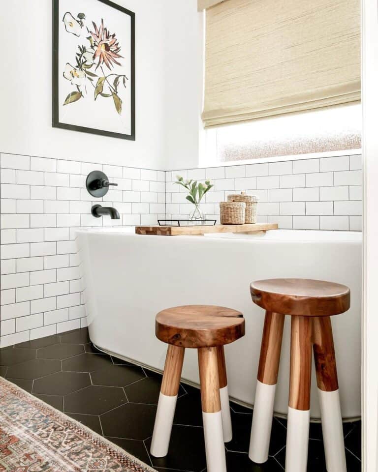 Bathroom Frosted Window with Beige Roman Shade