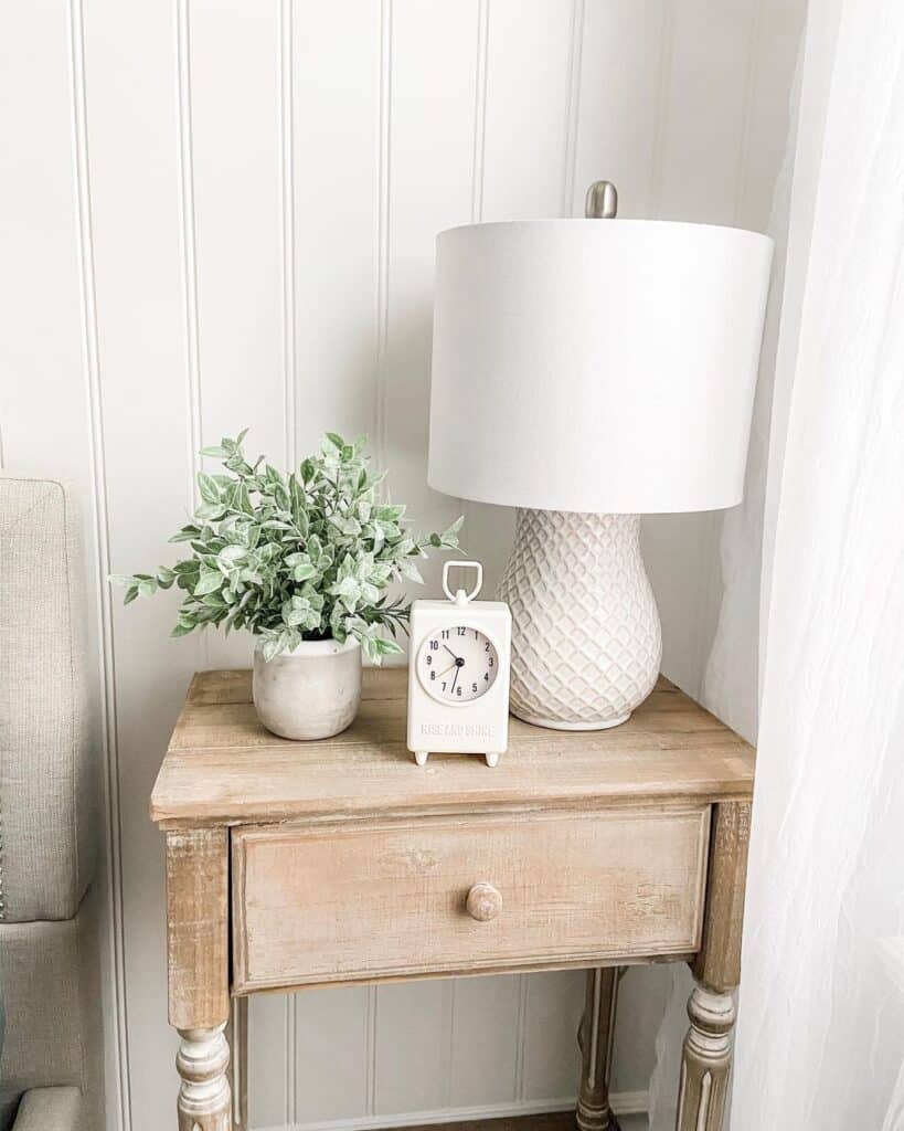 Beige and White Bedside Table Lamp