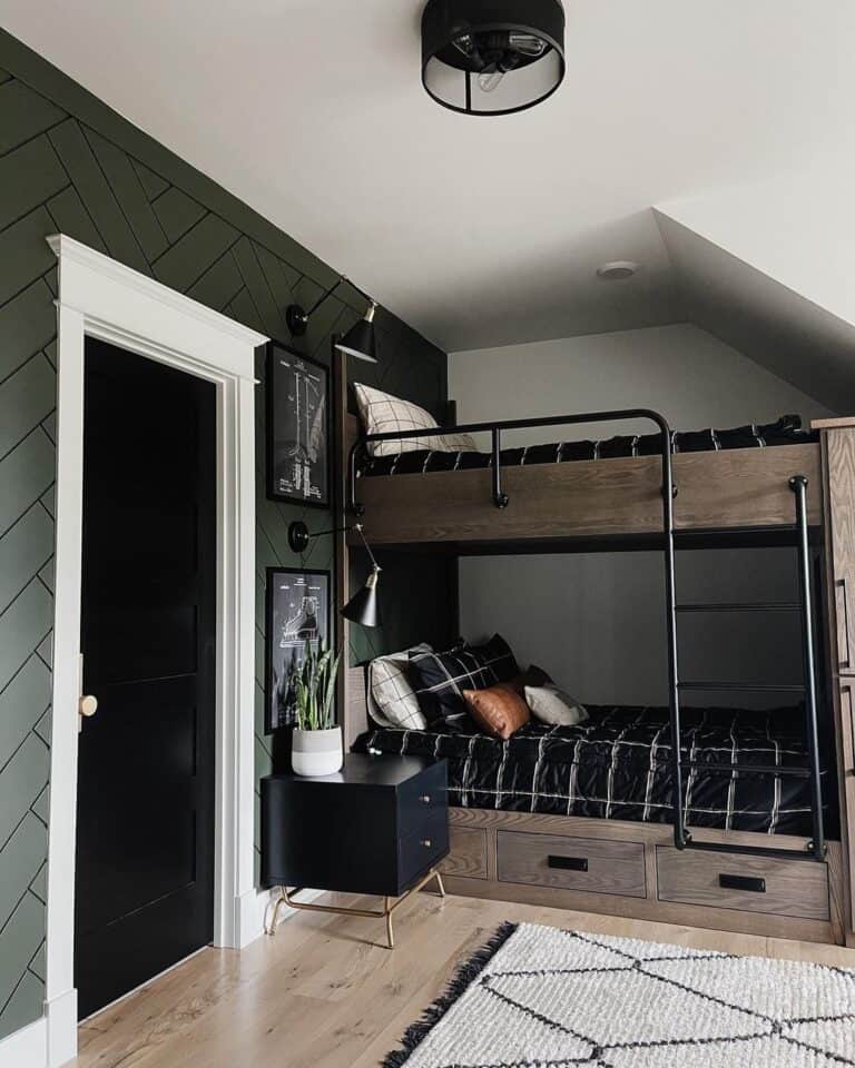 Black Bedroom Door with White Trim