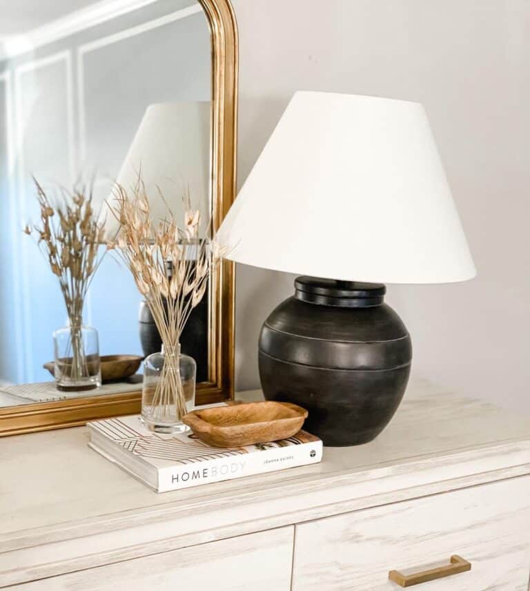 Black Lamp with White Lampshade