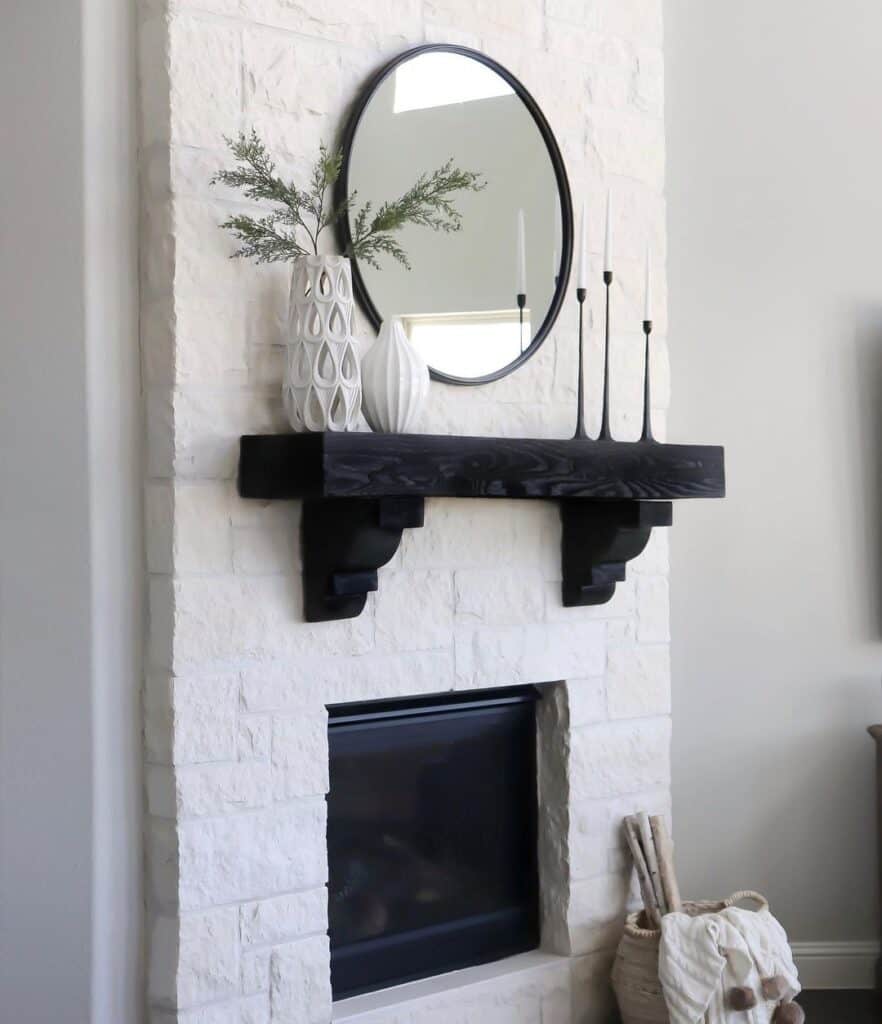 Black Wood Fireplace Mantel with Corbels