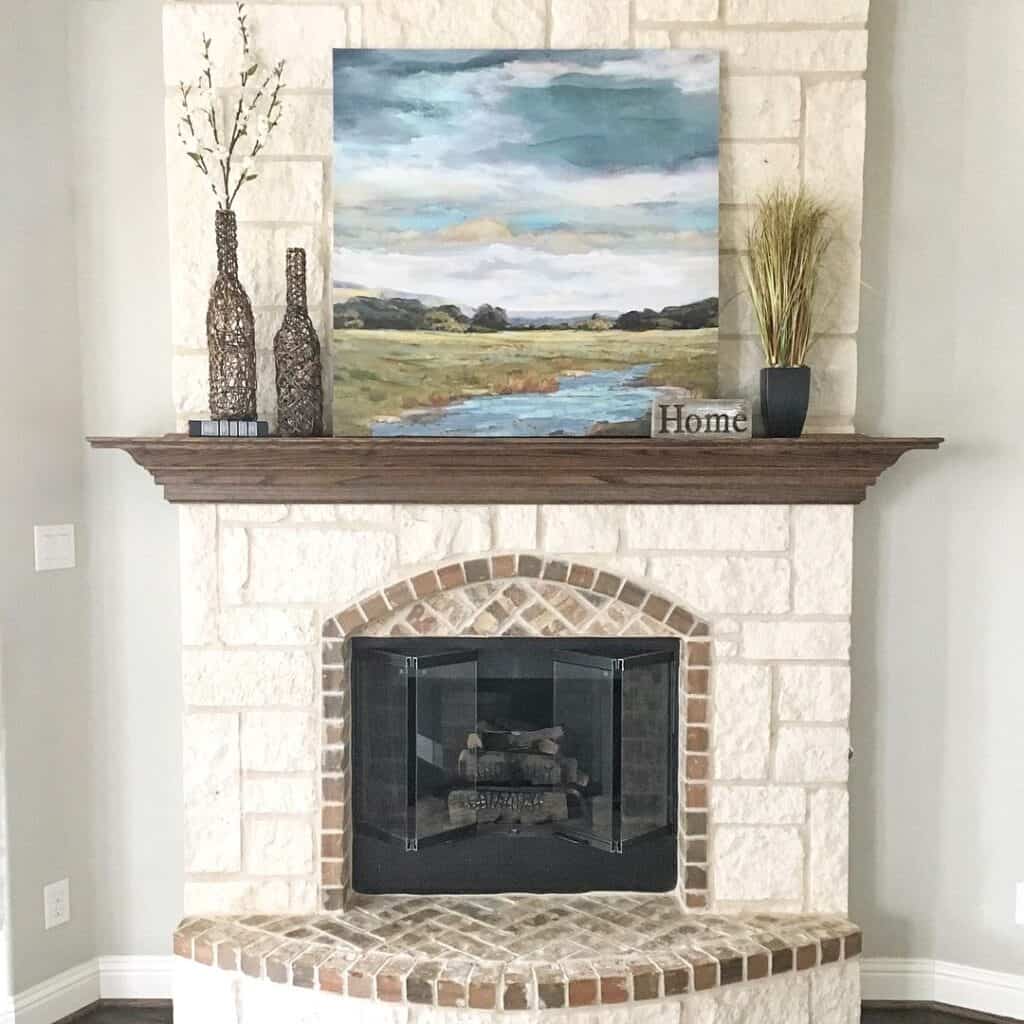 Blue and Green Fireplace Art Piece