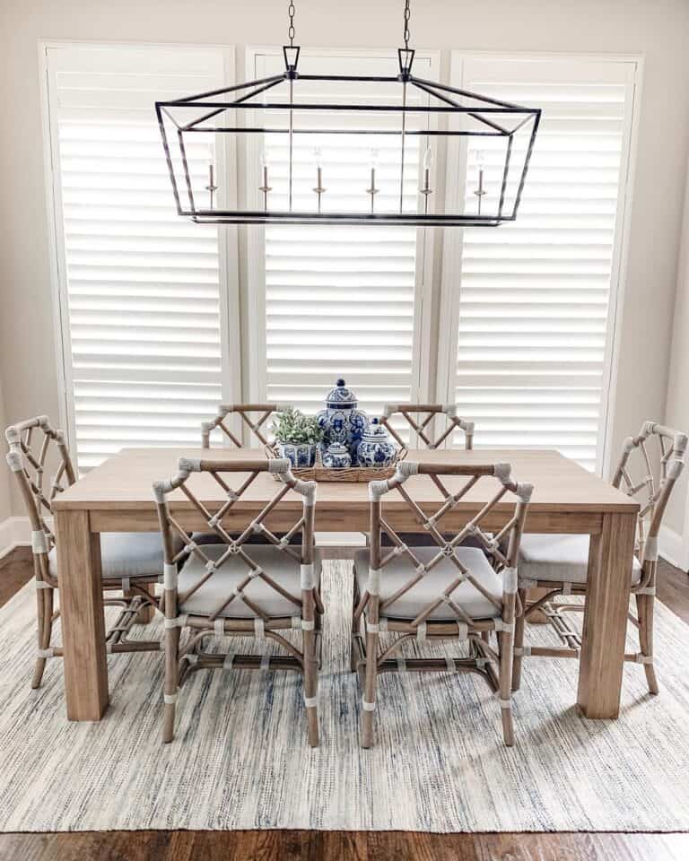 Blue and White Farmhouse Dining Table Rug