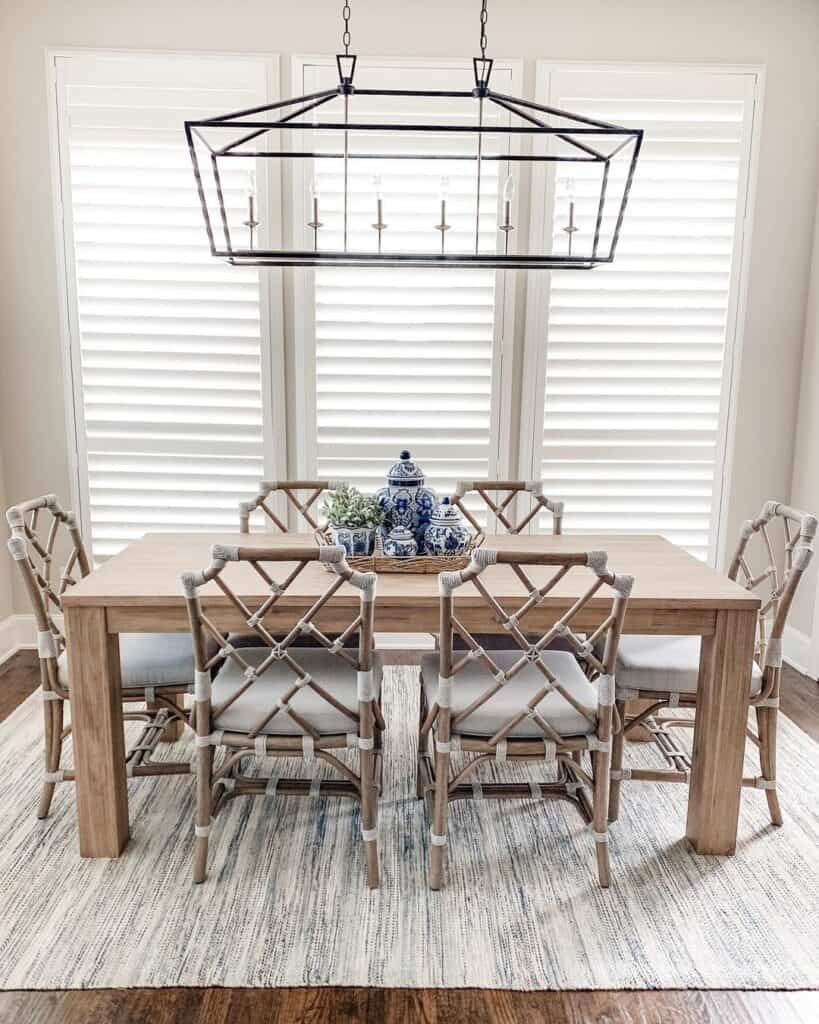Blue and White Farmhouse Dining Table Rug