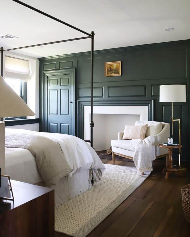 Bedroom with Black Iron Canopy Bed