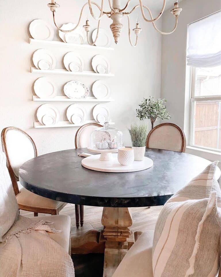 Dining Room Wall with White Plate Displays