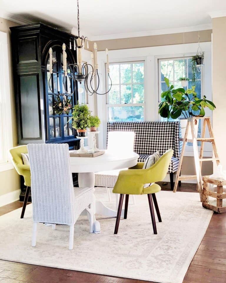 Dining Set with Chartreuse Color Dining Chairs