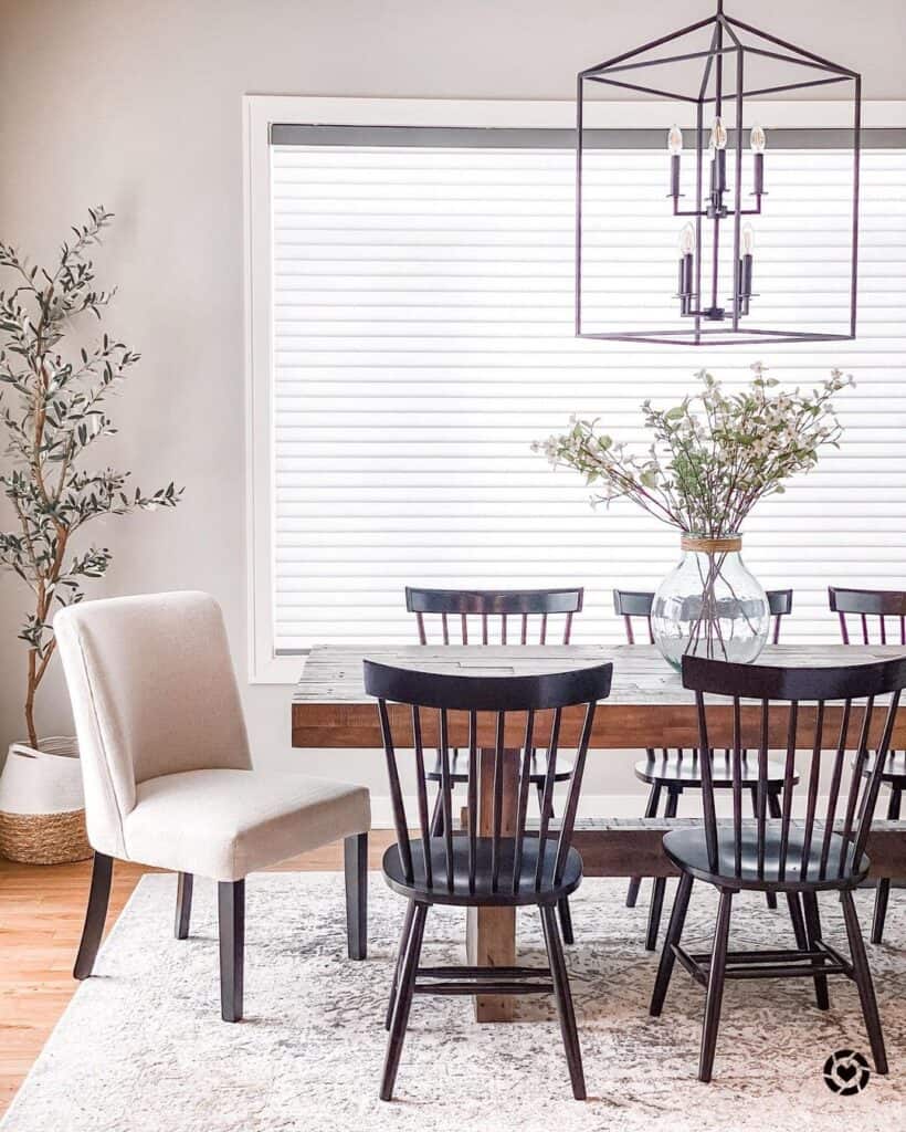 Dining Table with Black Spindle Dining Chairs