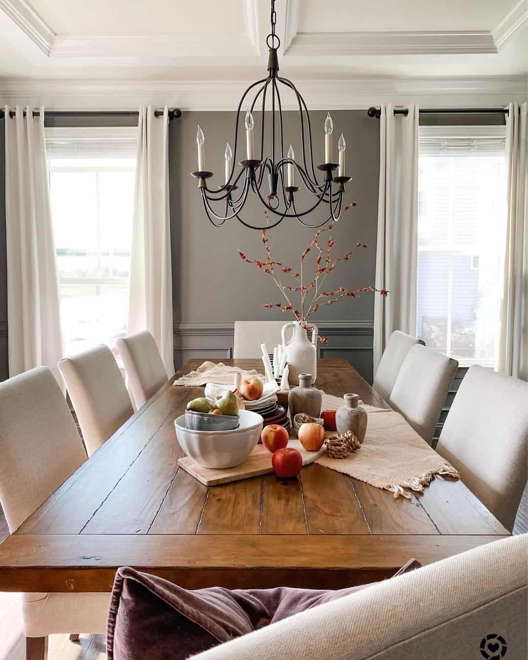 Farmhouse Dining Room Gray Walls with Windows Soul & Lane