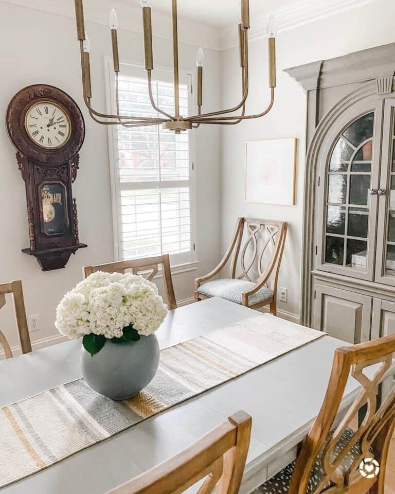 Farmhouse Dining Room with Gray Dining Table