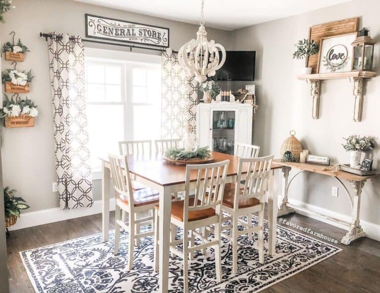 Farmhouse Dining Room with Two-toned Dining Table