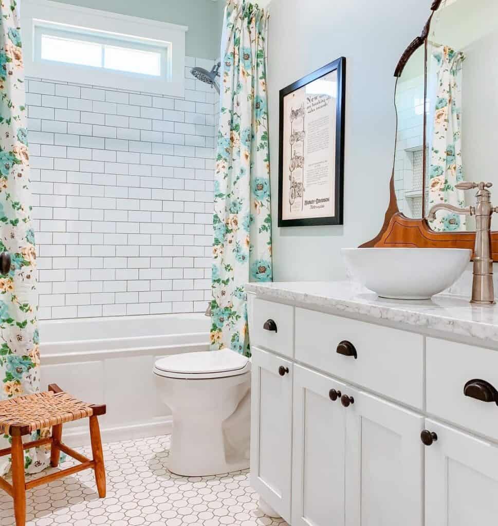 Floral Shower Curtains for White Bathrooms