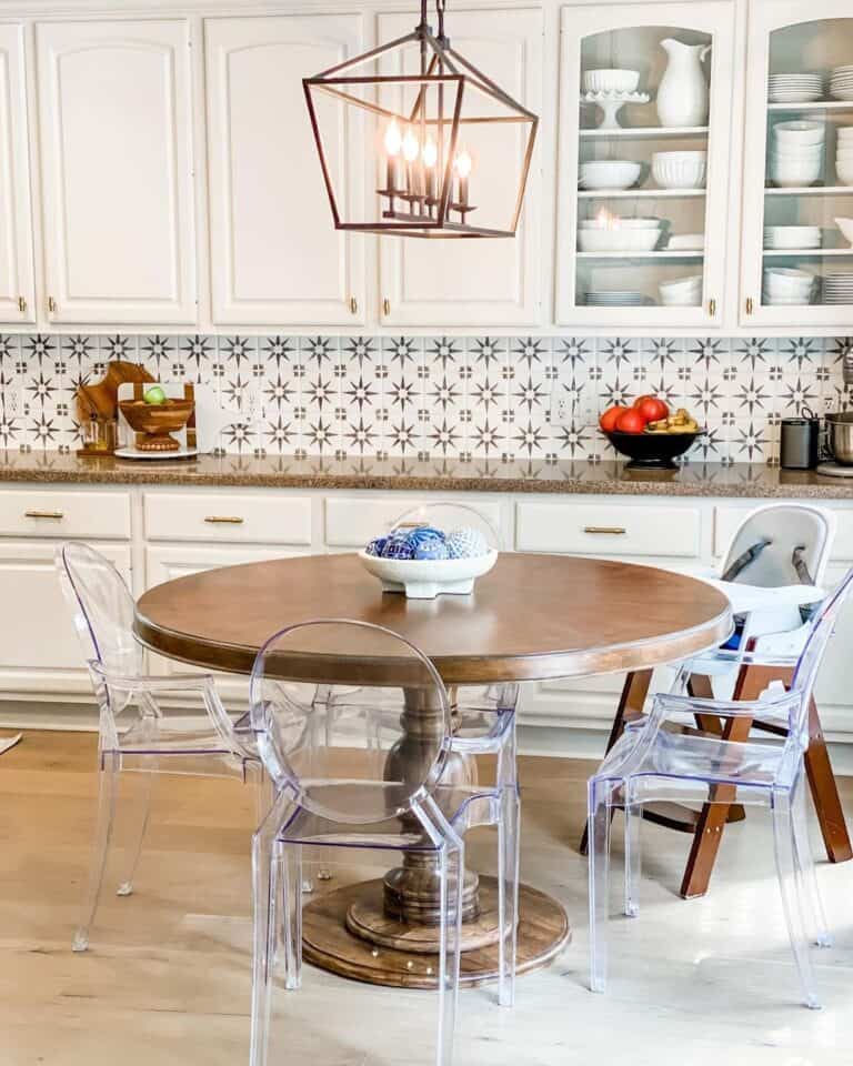 Round Pedestal Table with Acrylic Chairs