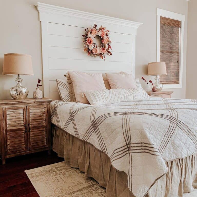 Gold and Crystal Bedroom Lamps with Tan Shades