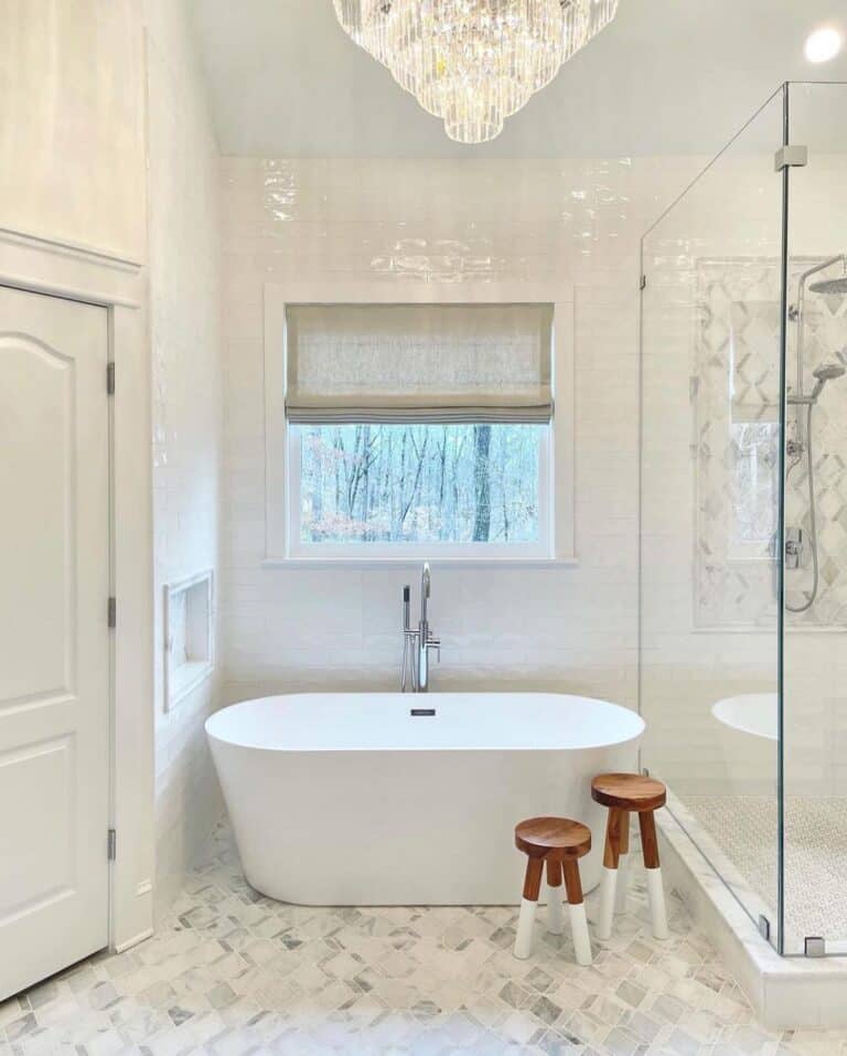 Gray Roman Shade Window Treatment for Bathroom