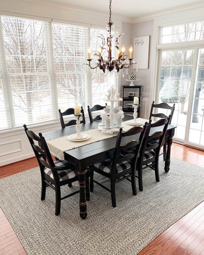 Gray Rug for Black Farmhouse Dining Table