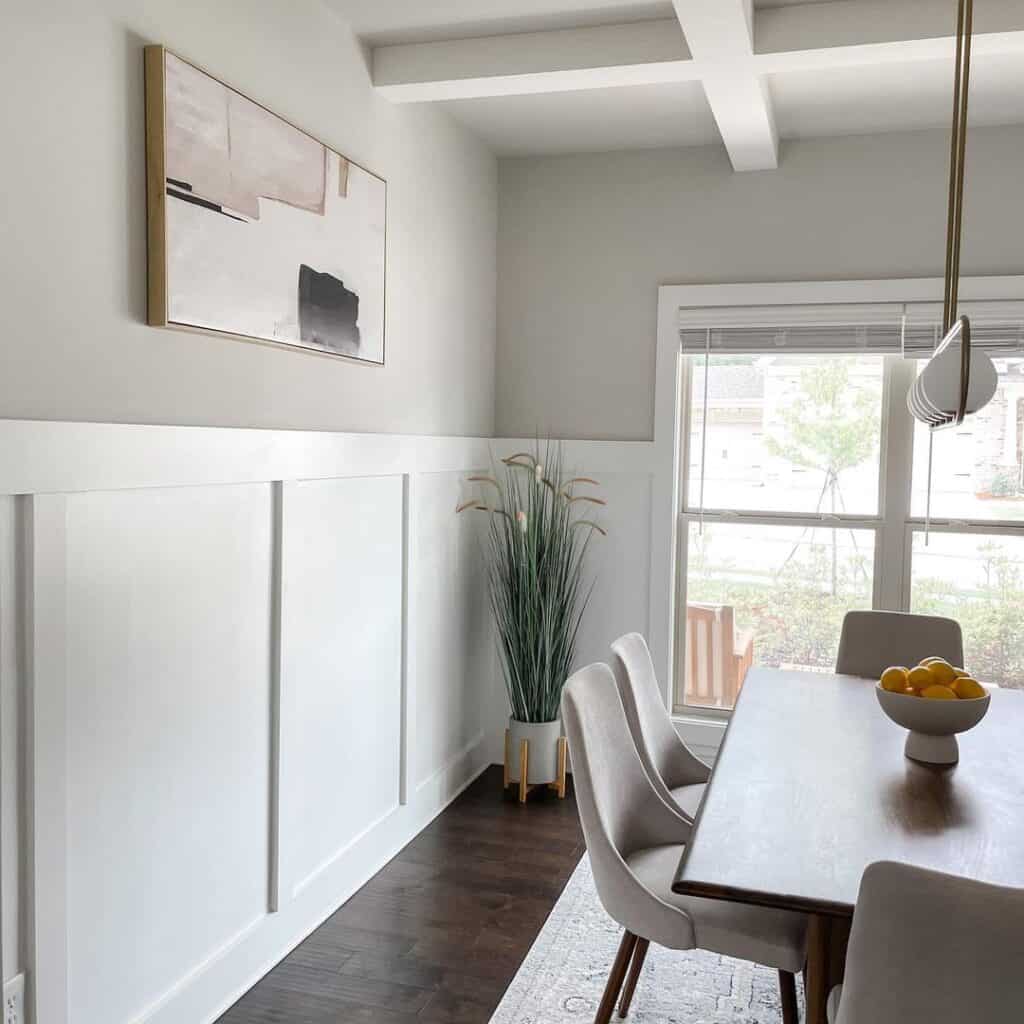 Gray Walls with White Board and Batten Wainscoting