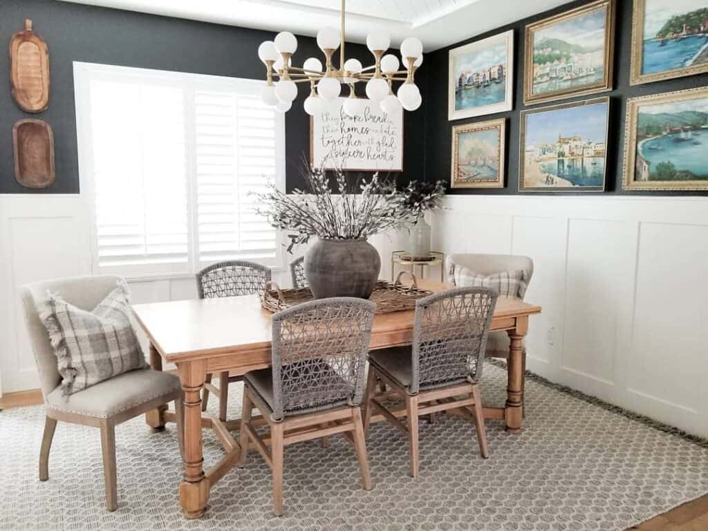 Gray and White Hexagon Rug for Kitchen Table