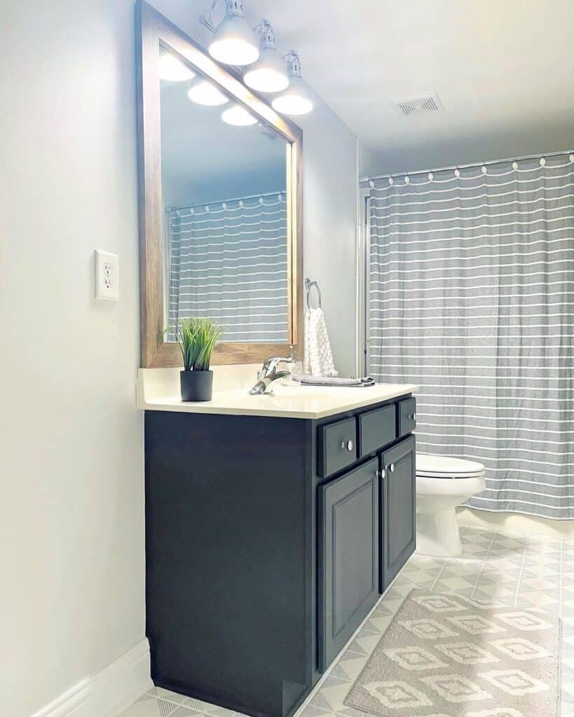 Gray and White Striped Shower Curtain for Bathroom